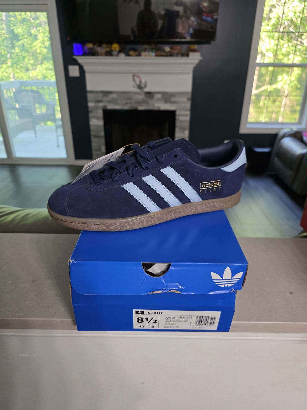 Adidas Men's Navy Stadt Suede Sneakers